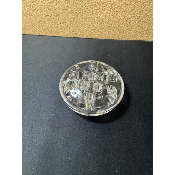 Vintage Clear Glass Flower Frog Round 13 Holes 4.5" Diameter - Picture 6 of 7